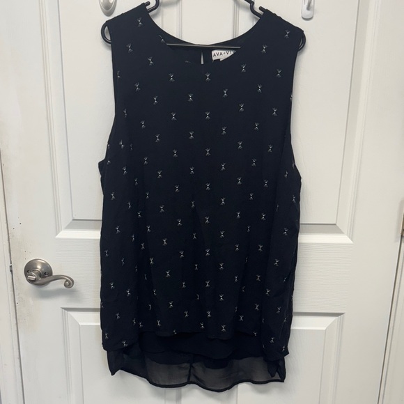 Ava & Viv Tops - Ava & Viv Black Patterned Sleeveless Top